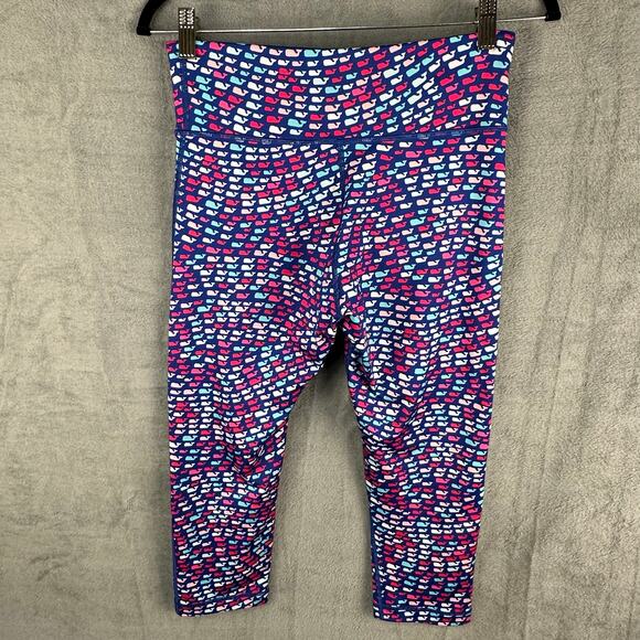 Vineyard Vines Performance Leggings Womens Small Blue Whale Logo Cropped Workout - Picture 1 of 13